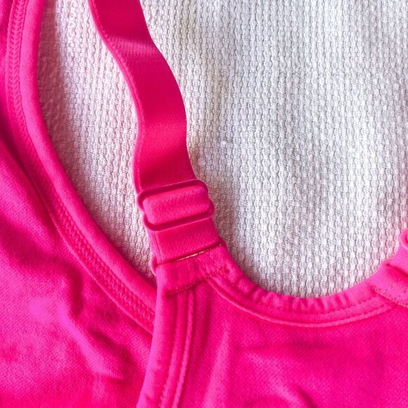 NWOT New Balance Seamless Cami Sports Bra - Neon Pink - Adjustable Straps - Sz L - Picture 3 of 6